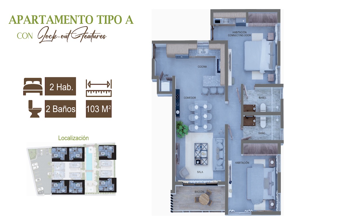 Palm Beach Bávaro Apartments for Sale in El Cortecito, Punta Cana — Photo 1