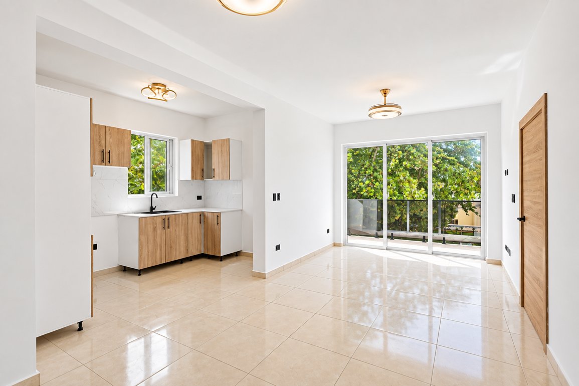 Brand-New 1-Bedroom Apartment for Sale in Central Cabarete — Living Room