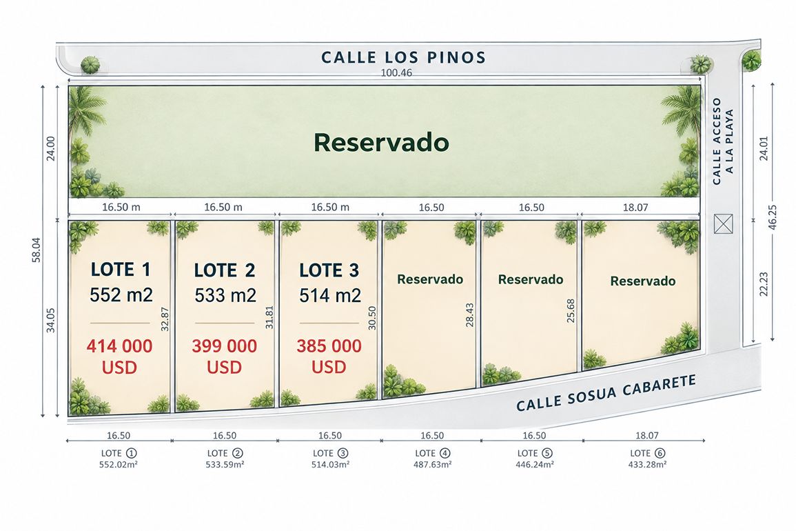 Terrenos en Venta Cerca de la Playa en el Centro de Cabarete — Foto 1