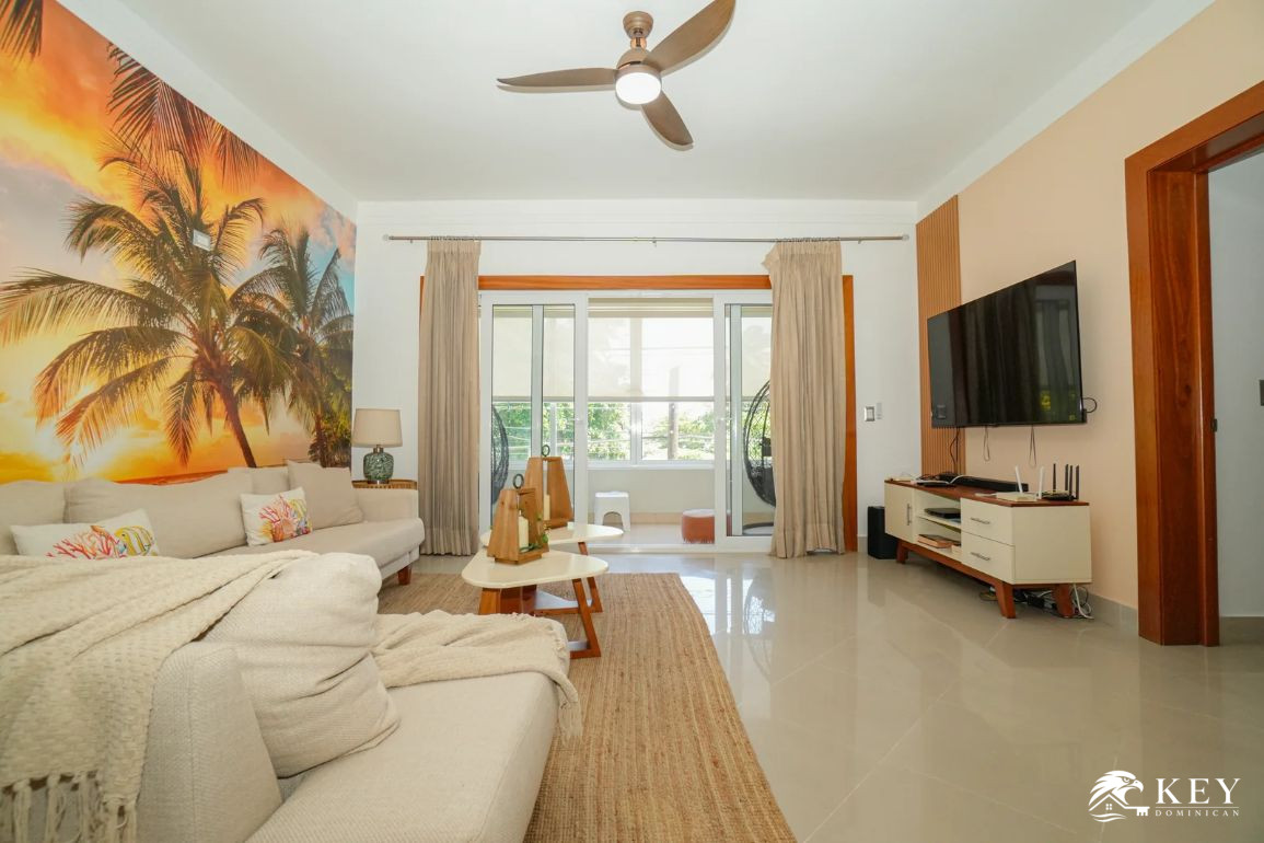 Condo Amueblado de 2 Habitaciones en Cabarete Morning Breeze — Sala