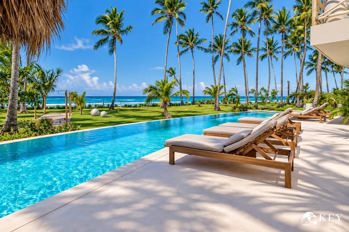 Villa Frente al Mar de 9 Dormitorios en Punta Bonita, Las Terrenas — Piscina