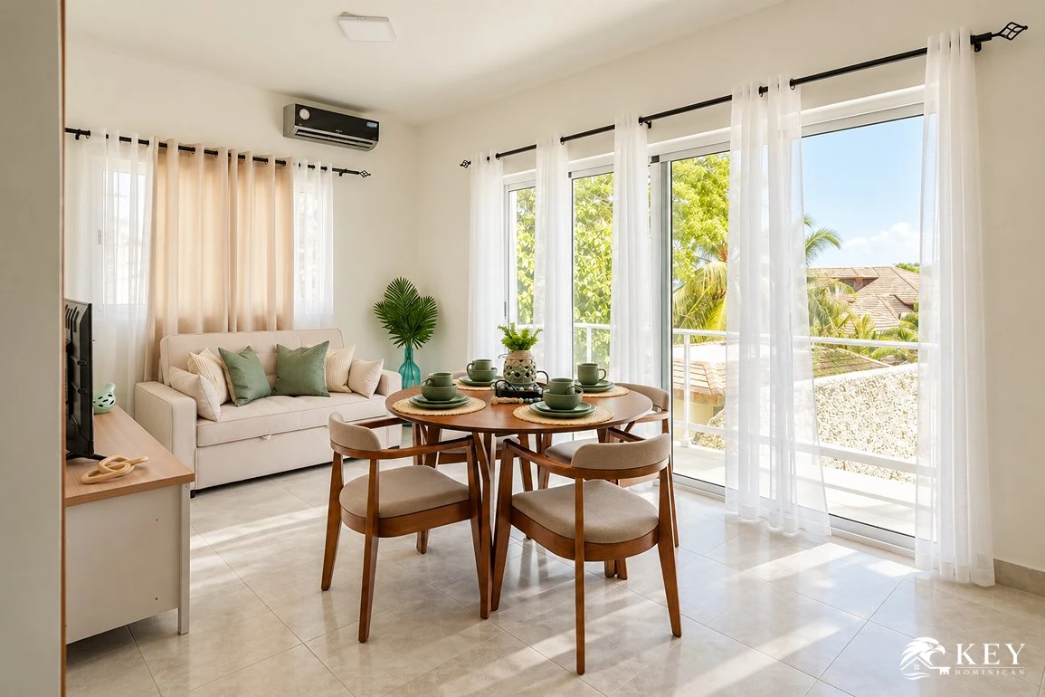 Apartamento Amueblado de 1 Dormitorio en Venta en Sosúa — Sala