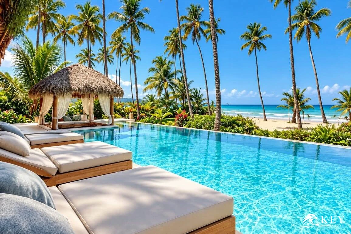 Villa Frente al Mar en Venta en Punta Bonita, Las Terrenas — Piscina