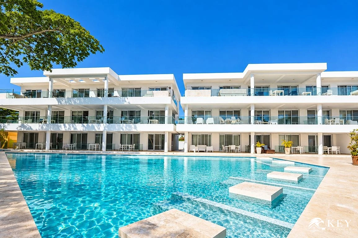 Furnished Studio Apartment for Sale in Perla Marina, Cabarete — Pool